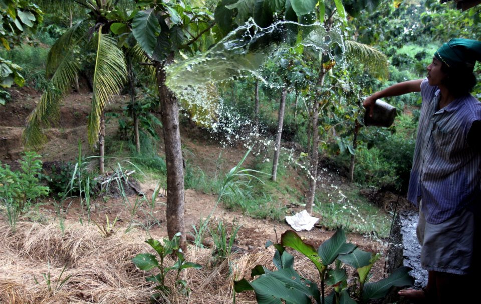 Using different techniques for watering the garden at the Bumi Langit Institute- Paul Daley 18